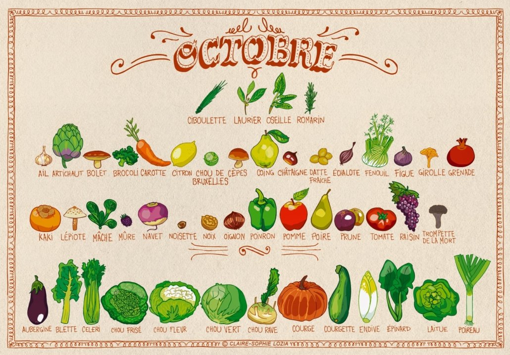 fruits et légumes d'octobre