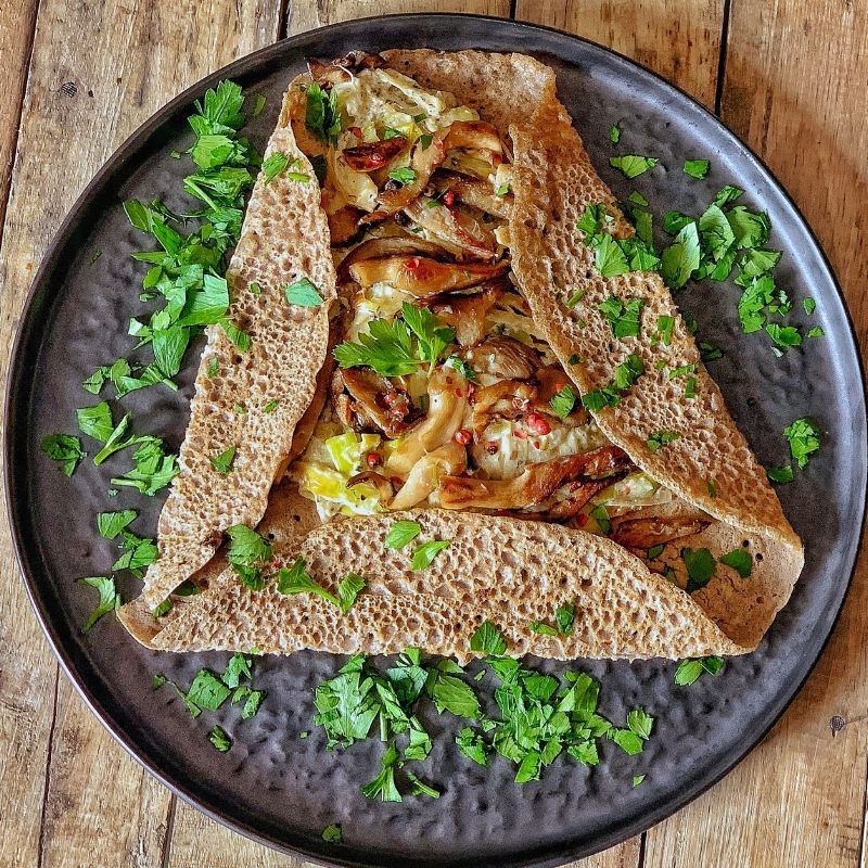 crêpe vegan poireau